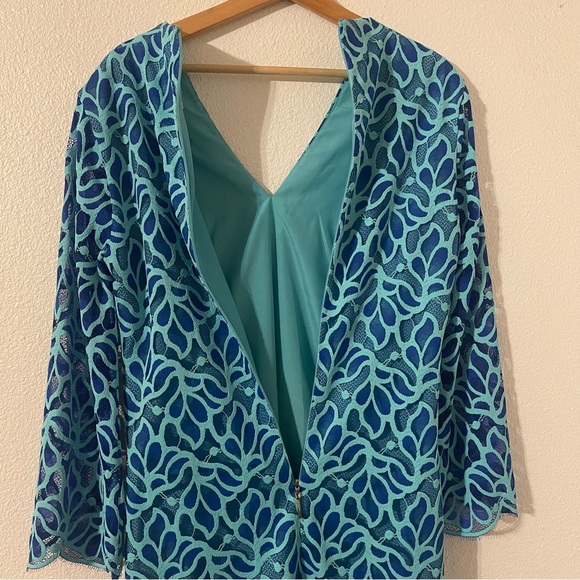 Lilly Pulitzer Devina Brewster Blue Light Flora Lace Shift Dress Size 6 - Picture 9 of 14
